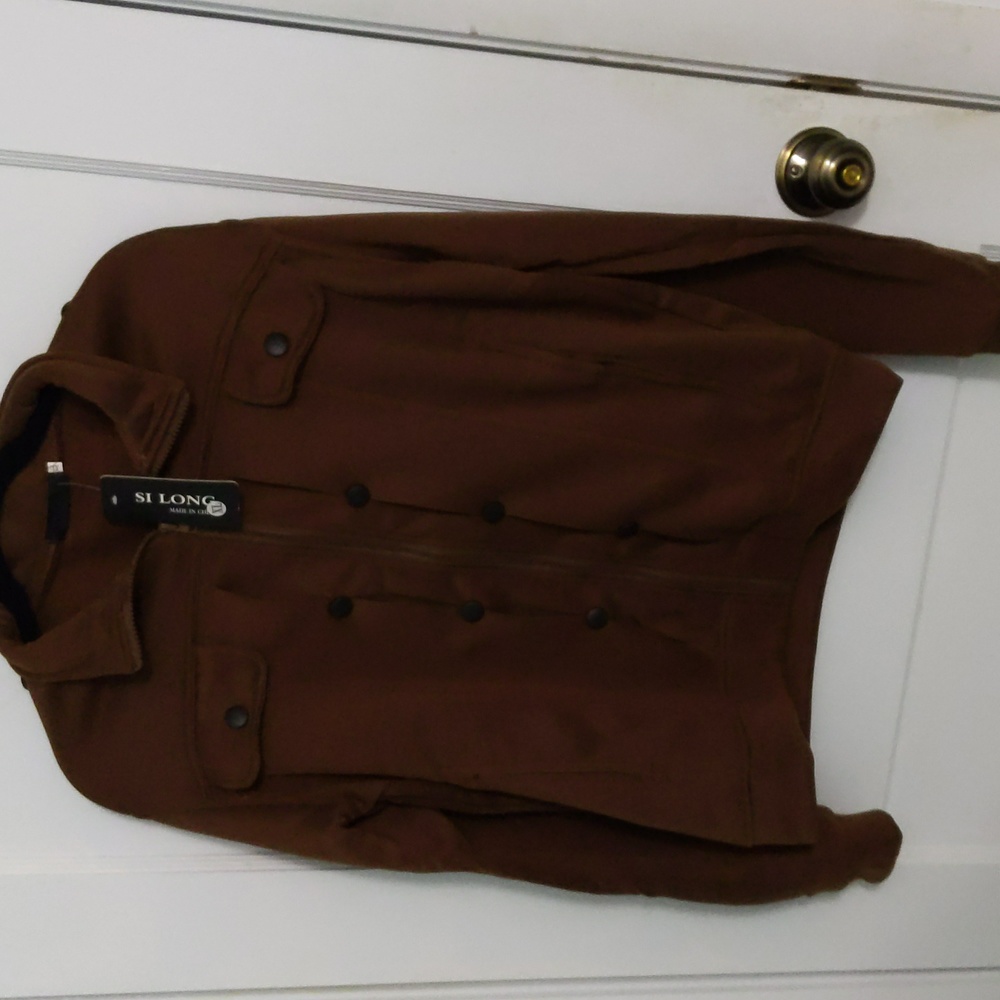 SI Long Sz L Dark Brown Zippered Lightweight Jacket